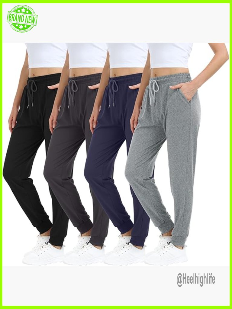 4 Pack Women's Joggers With Pockets For Yoga Workout Lounge